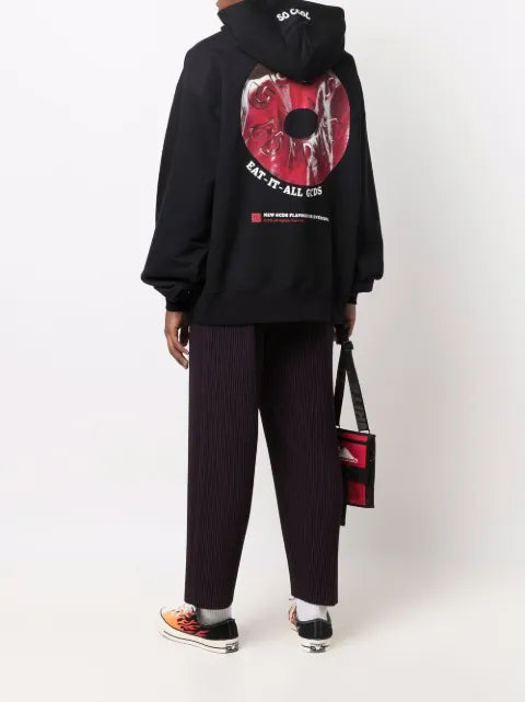 GCDS logo-patch cotton hoodie