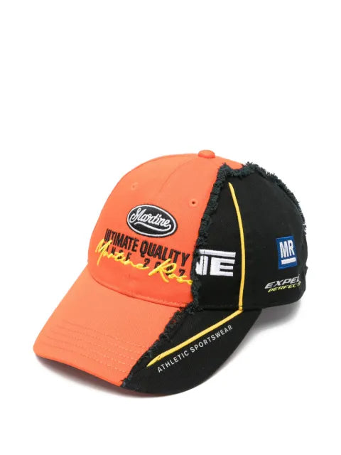 Martine Rose two-tone baseball cap with frayed edges