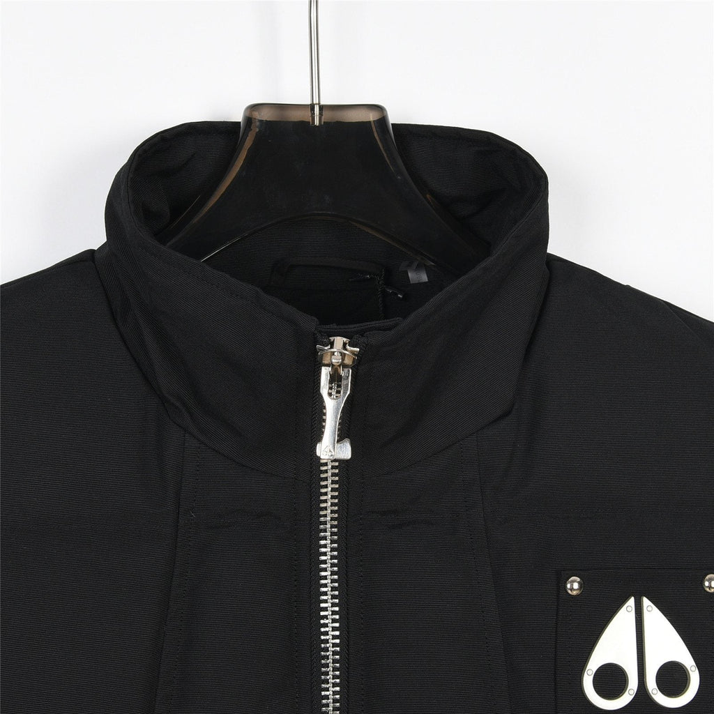 Moose Knuckles Black Logo Quilted Down Vest