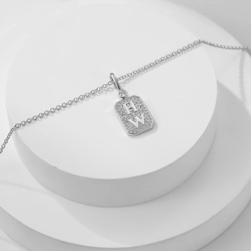 Harry Winston Style Lock Cubic Zirconia Necklace