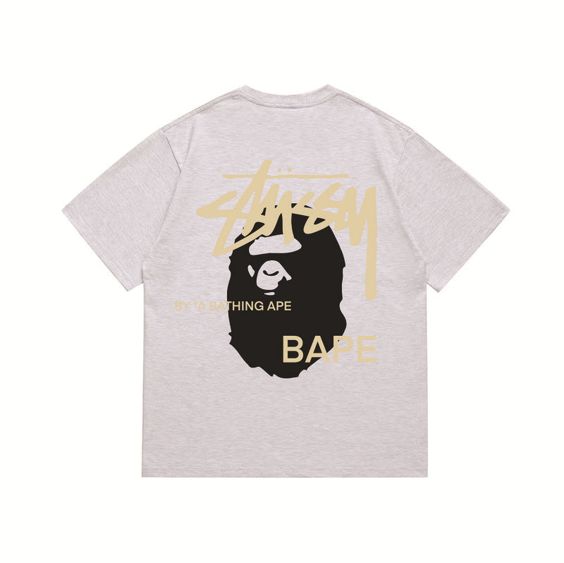 Stussy x Bape Ape Head Back Print Oversized Tee Streetwear Unisex