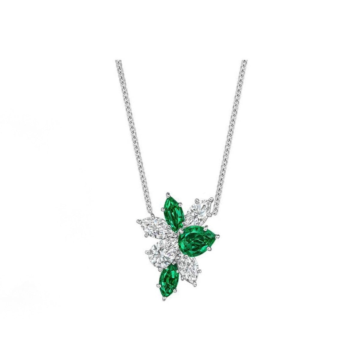 Harry Winston Style Pear-Cut Floral Cubic Zirconia Necklace