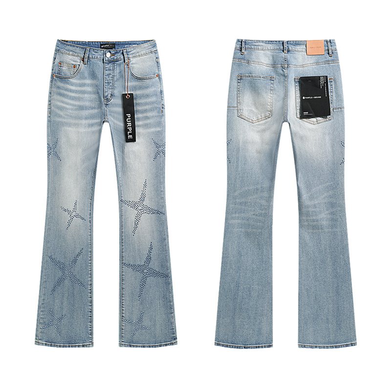 Purple Brand Star Embellished Light Blue Flared Jeans