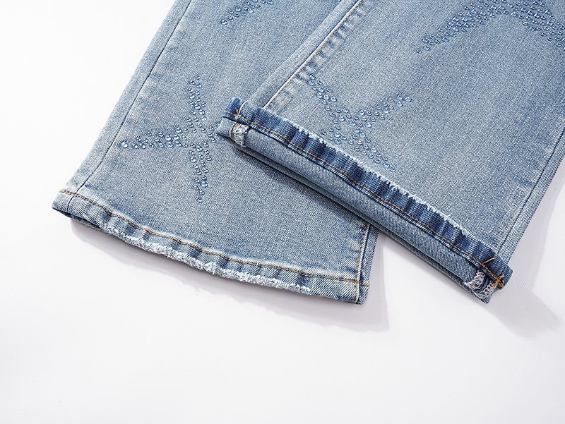 Purple Brand Star Embellished Light Blue Flared Jeans