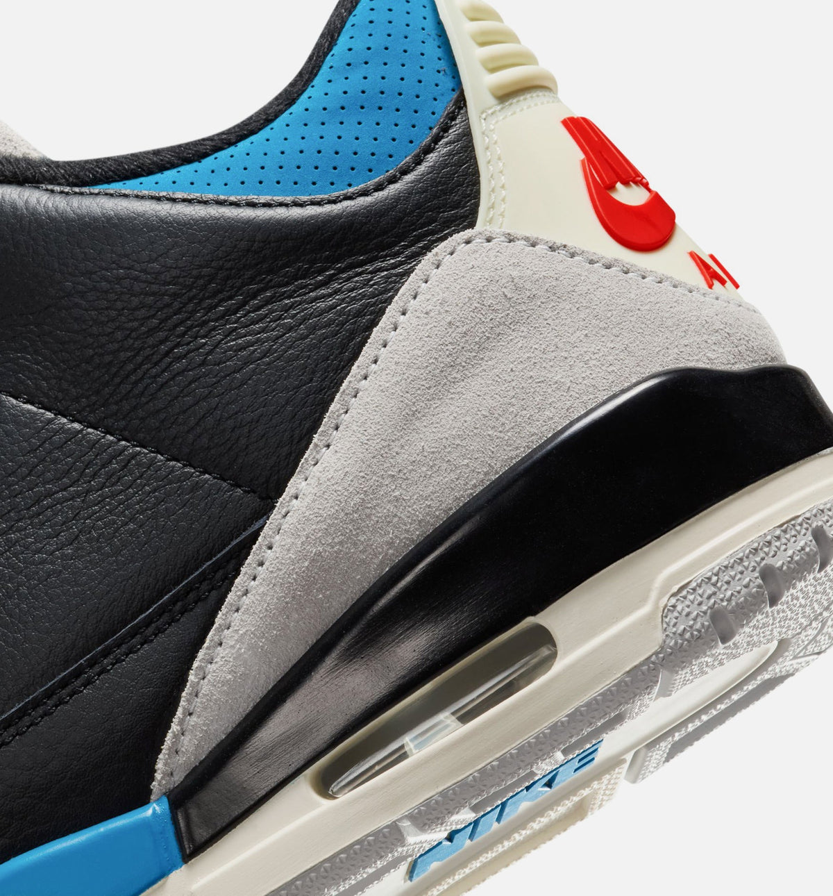 Air Jordan 3 Retro OG Rare Air Preschool Shoes - Black Chile Red Neutral Grey