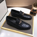 Gucci Men's Black Embossed Horsebit Loafers