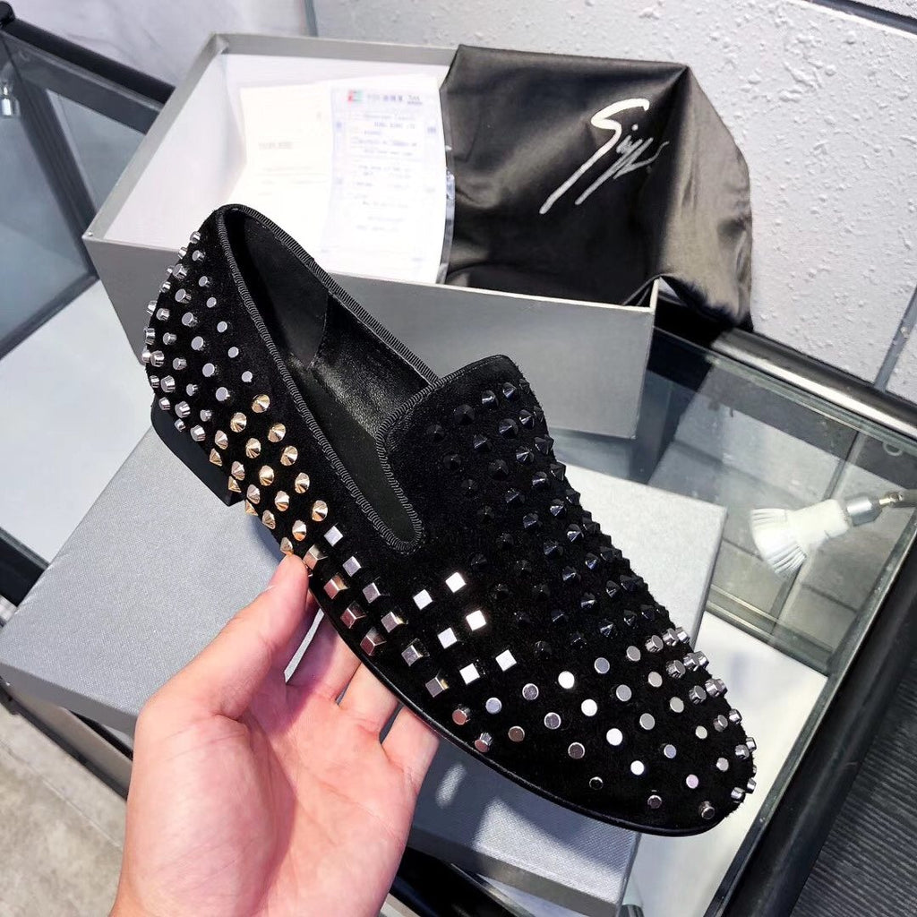 Giuseppe Zanotti Black Studded Slip-On Shoes