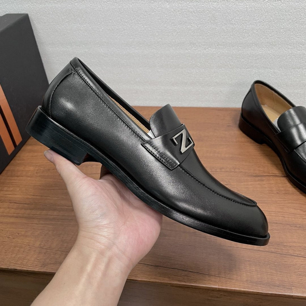 Zegna Men's Black Metal-Accent Loafers
