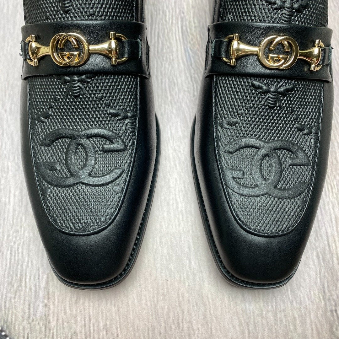 Gucci Black Gold-Tone Hardware Loafers