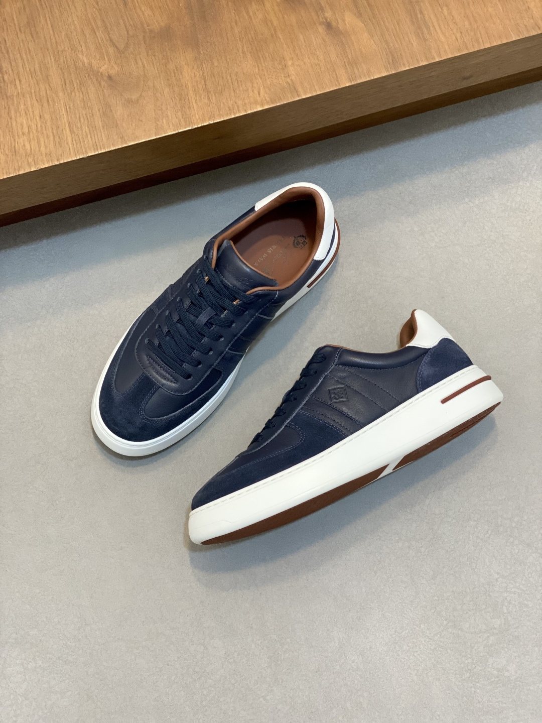 Loro Piana Men's Low-Top Sneakers - Layered Side Panels And Textured Detailing