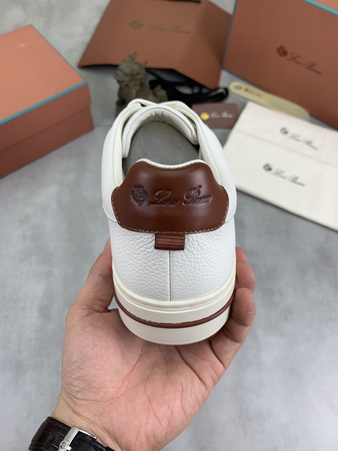 Loro Piana Low-Top Sneakers with Brown Accents