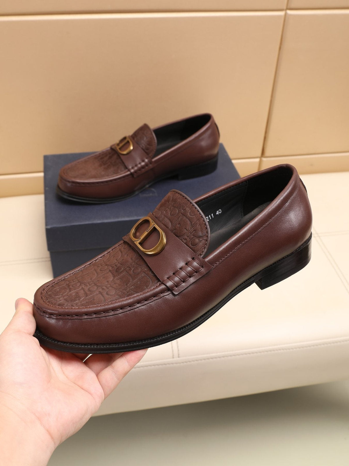 Dior Textured Buckle Loafers