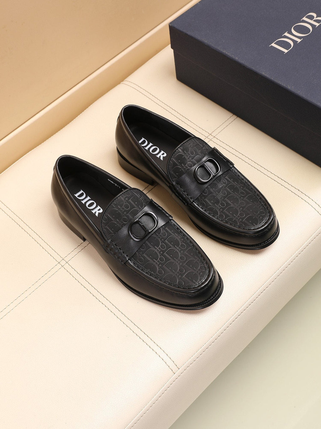 Dior Textured Buckle Loafers