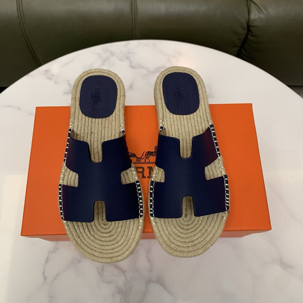 Hermès Men's H-Cut Braided Footbed Slide Sandals