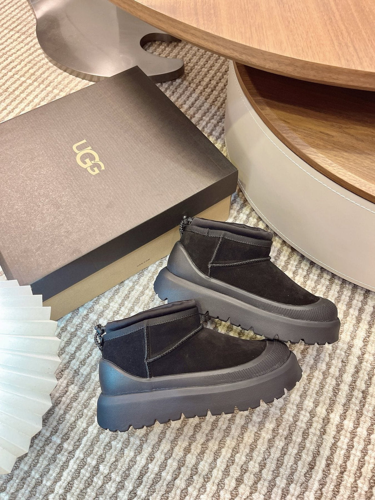 UGG Contrast-Toe Drawstring Ankle Boots