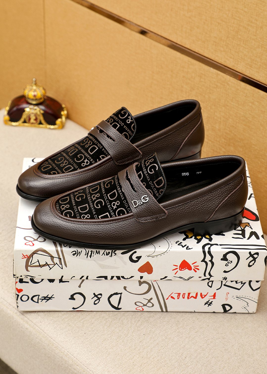 Dolce & Gabbana Text Panel Slip-On Loafers