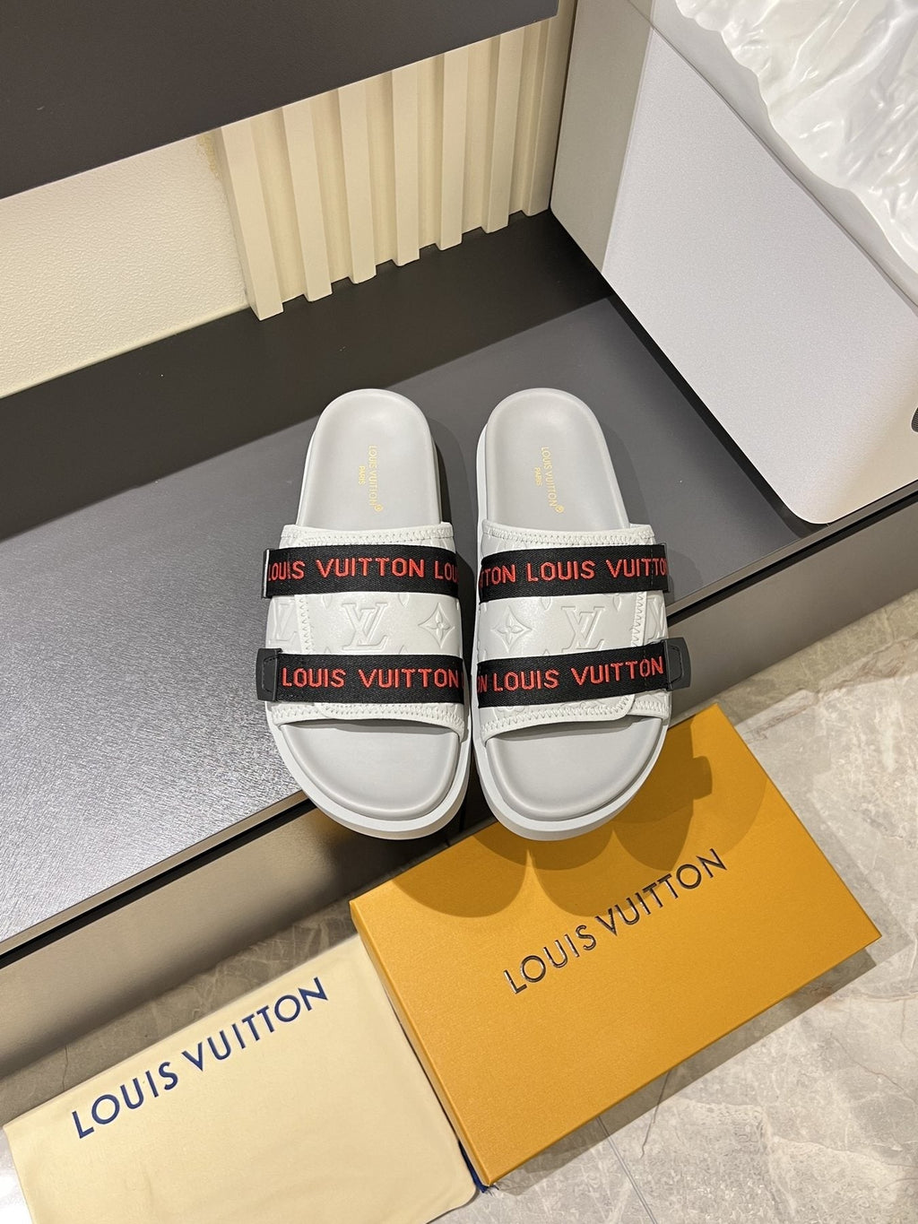 Louis Vuitton Wide Strap Slide Sandals