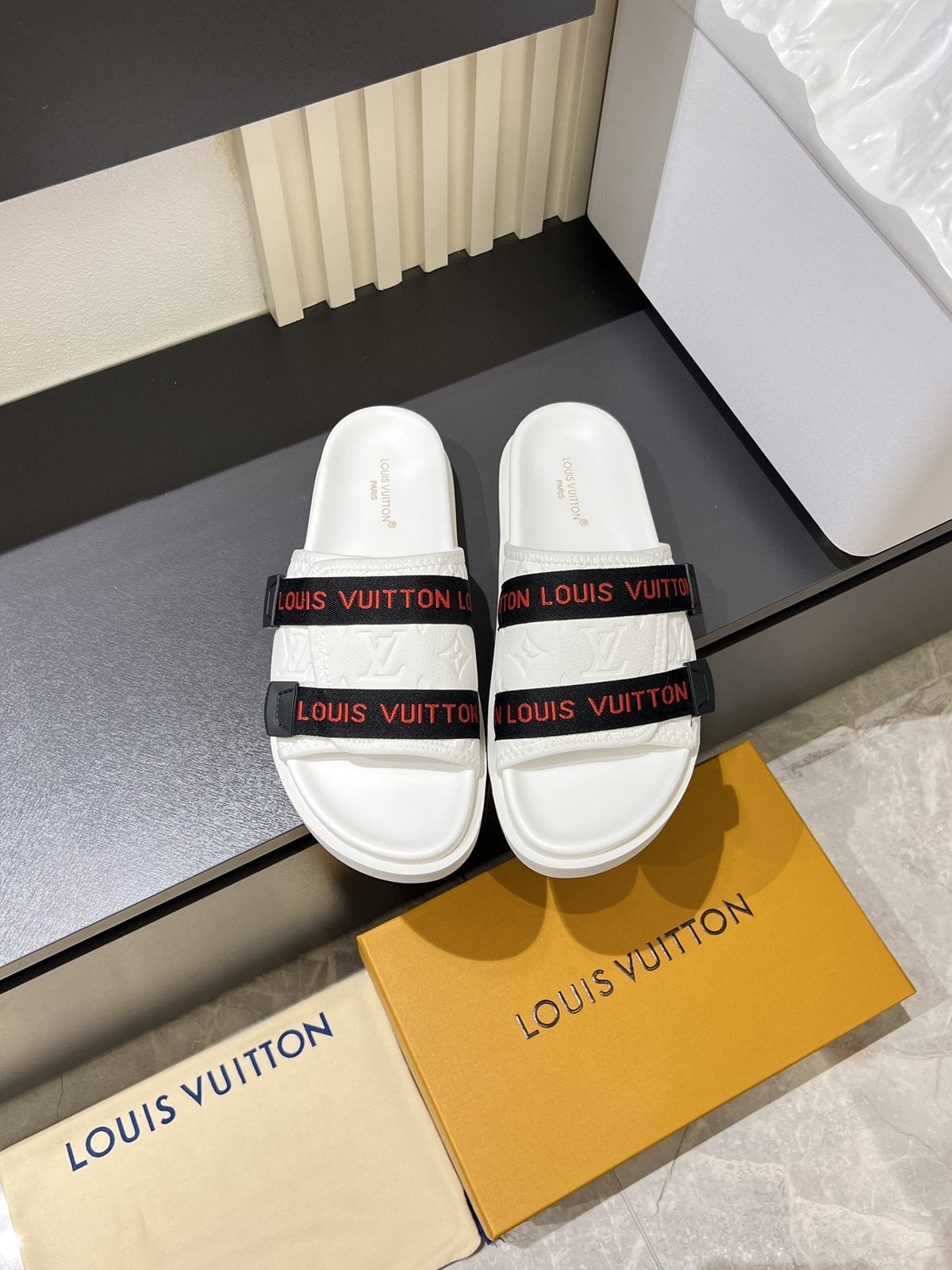 Louis Vuitton Wide Strap Slide Sandals