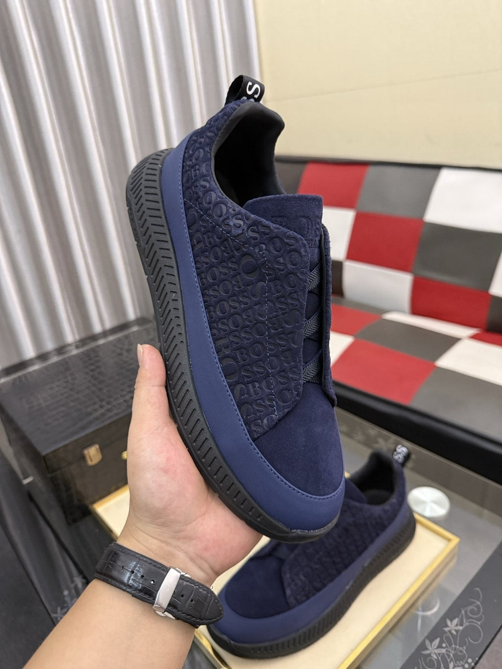 BOSS Men's Textured Slip-On Sneakers