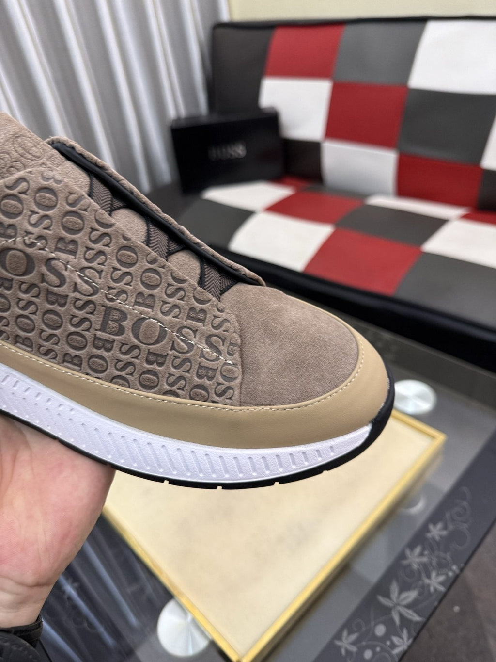 BOSS Men's Textured Slip-On Sneakers